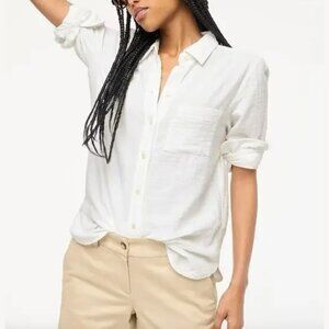 J. Crew white cotton gauze long-sleeve button-up shirt S